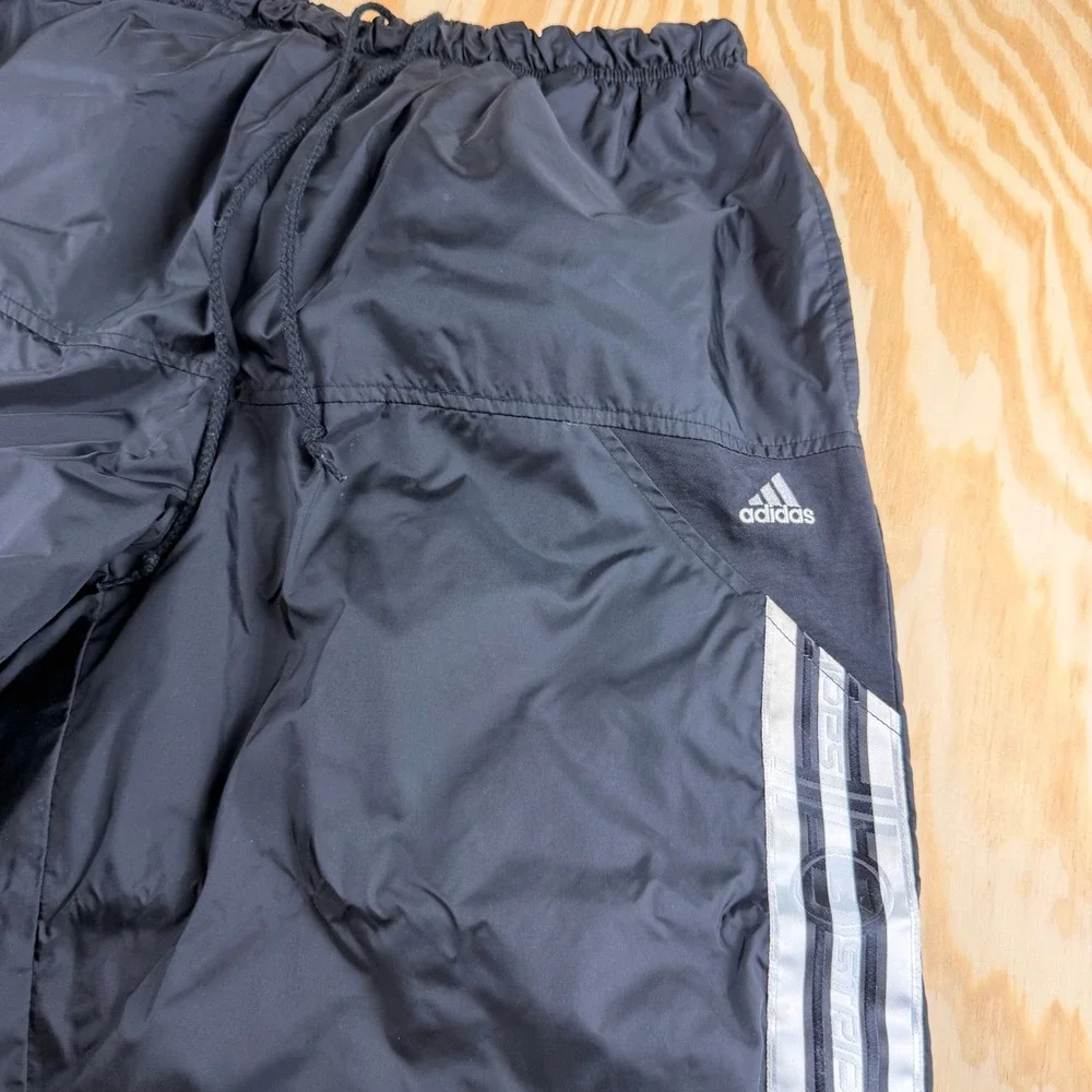 Adidas VTG 90's Men L Black Nylon Windbreaker Track Pants 3 Stripe Zipper Cuffs